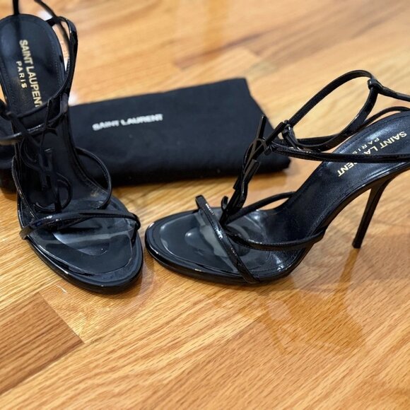 Saint Laurent Cassandra Black YSL Sandals Size 38 - Picture 2 of 8